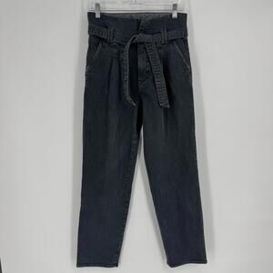 Mother jeans 24 black greaser paperblag pleat devil may care designer denim